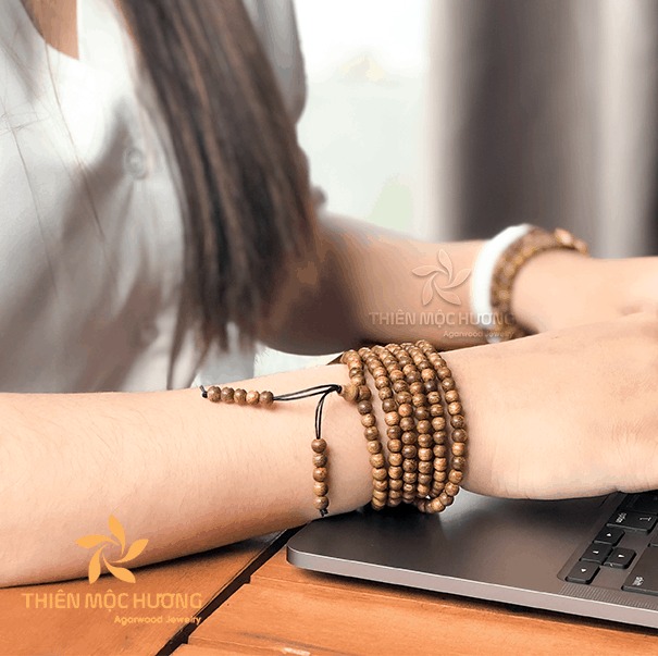 vòng trầm hương mất mùi Vòng tay trầm hương 216 hạt Lào xám